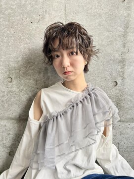 ブラウン(Brown) レイヤーカット/ショートパーマ/ウェットヘア