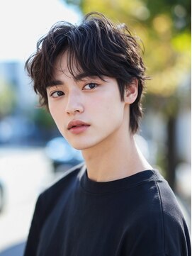 クラン 横浜(Clanc) サーフカール フェザーパーマ スパイキーショートブルーブラック