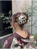 成人式ヘア　振袖ヘア　着物　お団子