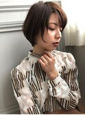 小顔レイヤーショートボブブラウンカラー20代30代