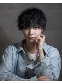 簡韓国マッシュ 無造作 ブルーブラック