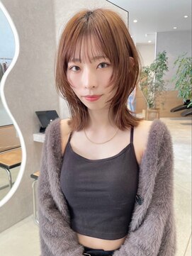 アース コアフュールボーテ 富山婦中店(EARTH coiffure beaute) 顔周りレイヤー_オレンジベージュ_サイドレイヤー