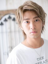 メンズヘア ビーセカンド 草加店(MENS HAIR B-2)&nbsp;ワイルドアップバングのハイトーンカラーウルフヘアW草加