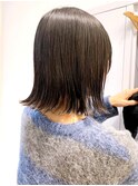 say.切りっぱなしボブ外ハネボブブリーチなしグレージュショート