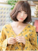 くせ毛風顔周りレイヤー斜めバング大人ボブc5戸頭20代30代40代