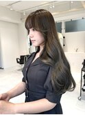 オリーブグレージュ♪ロングレイヤー 前髪顔まわりカット