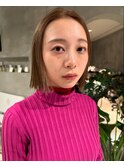 20代30代夏◎上品ミニボブ前髪なしブラウン×小顔カット