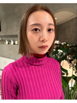 ハウ 心斎橋(how) 20代30代夏◎上品ミニボブ前髪なしブラウン×小顔カット