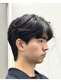 メンズセンターパートウルフセンターパートニュアンスパーマ襟足