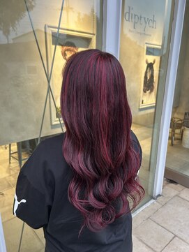 ディプティック ヘアー チェンジ ミュージアム(diptych Hair Change Museum) ハイライト×赤カラー