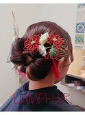 ヘアセット編み込みアップスタイル成人式ヘアセット