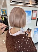 横浜ボブケアブリーチダブルカラータッセルボブベージュカラー