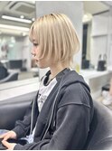 ミルクティーベージュ/ボブウルフカット/小顔ウルフ/南船場