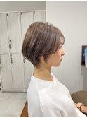 魅力倍増カールセミディシアーカラーダークアッシュショートヘア