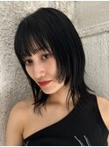 顔周りレイヤーカットグレージュカラーくびれボブベージュカラー