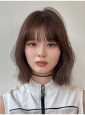 韓国風レイヤーカット小顔ボブルフ/ハイトーンダブルカラー/博多