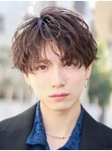 刈り上げマッシュニュアンスパーマセンターパートシャドウパーマ
