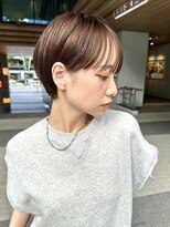 フォト 新宿三丁目(foto)&nbsp;ミニウルフチェリーブラウンブリーチなしショートボブ前髪/新宿
