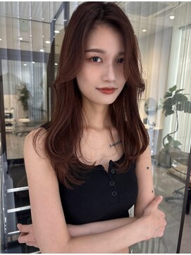 フローター 駒込六義園店(FLOWATER) 【MOMONE】ロングレイヤーブラウンベージュレイヤーカット駒込