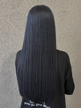 サラジュ 仁川店(SARAJU) 【ブリーチなしWカラー特化】ブルーブラック×美髪ストレート