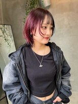 テトヘアー(teto hair) ピンクカラーラベンダーボブウルフデザインカラーブリーチ