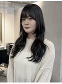 韓国前髪顔周りロング×レイヤーグレージュ[堀江/髪質改善]