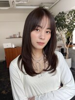 ガーランドギンザ(Garland Ginza) シースルーバングモカブラウンレイヤーカットミディアムロング