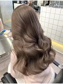 原宿ヘーゼルベージュ顔まわりミディアムレイヤーミルクブラウン