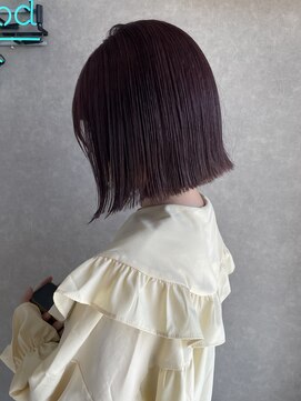 ムード カナザワ(mood kanazawa) 切りっぱなしボブ◎ピンクブラウン