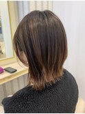 大人かわいい小顔外ハネミディアムボブ前髪なし20代30代40代50代