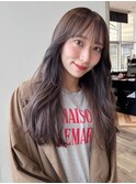 フェイスレイヤー*ロング*透明感グレージュカラー*前髪カット