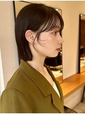 ボブシースルーぱっつん前髪おくれ毛ロブミディアムロング