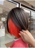 ビビットカラー/インナーカラー/丸みボブ/透明感/推しカラー