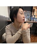 30代40代丸みショートマッシュショート前髪なし黒髪暗髪