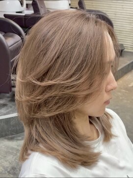 アポロ 横浜駅店(apollo) xカラー/ホワイトグレージュ/レイヤーカット/チェリーブラウン