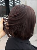 ◎耳かけレッドブラウンミディアムボブ似合わせ前髪