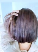 ラベンダーピンク/ストレ-トボブ/イルミナカラー/大人フェミニン