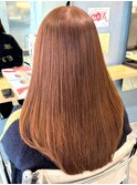 ハイトーン オレンジベージュ ブリーチ 艶髪ロング 20代