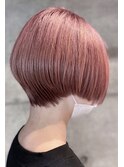 透明感/ピンクカラー/前下がりショート/ハイトーン/ショートボブ