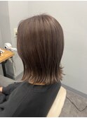 ナチュラルハイライト 外ハネミディアム ボブロブアッシュ