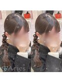 ツイン編みおろし髪の毛リボン