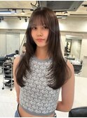 韓国ヘアグレージュカラーブリーチ無し髪質改善イヤリングカラー