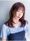 レイヤーカット / 顔周りレイヤー / 透明感ブラウン