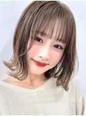 顔周りレイヤーカット小顔ボブルフ/ブリーチなし透明感カラー