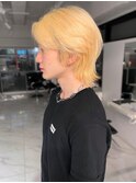 メンズブリーチ ウルフカット 韓国ヘア ハイトーン ブロンド