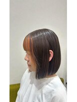 ヘアー ワークス ボナ 前橋店(HAIR WORKS bona.)&nbsp;大人可愛いデザインカラー×切りっぱなしボブ/ブリーチ