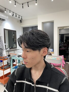 メンズ【フェザーパーマショート】