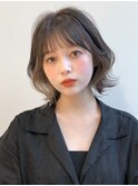 前髪 切りっぱなしボブ 小顔 イメチェン オリーブグレージュ"