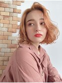 カット+ブリーチ+オレンジベージュ外国人風