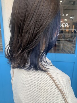 アンジェリカ 布施店(ANGELICA) 【ANGELICA祖田】インナーカラー×ネイビーブルー